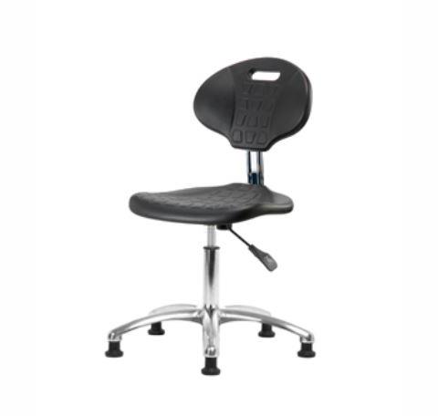 Eo2 Concepts PU Desk-Height Class 10 Cleanroom Erie Polyurethane Desk Chair, Adjustable Height, 17.5" to 22.5" H, No Armrests, Glides, Black - CLR-TPDHCH-CR-A0-RG-BLK - 1 Each