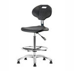 Eo2 Concepts Class 10 Cleanroom Erie PU High Bench-Height Chairs CLR-TPHBCH-CR-A0-CF-RG-BLK - 1.0 Each