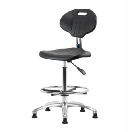 Eo2 Concepts Class 10 Cleanroom Erie PU High Bench-Height Chairs CLR-TPHBCH-CR-A0-CF-RG-BLK - 1.0 Each