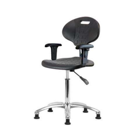 Eo2 Concepts Class 100 Cleanroom Erie PU Medium Bench-Height Chairs CLR-TPMBCH-CR-A1-NF-RG-BLK - 1.0 Each