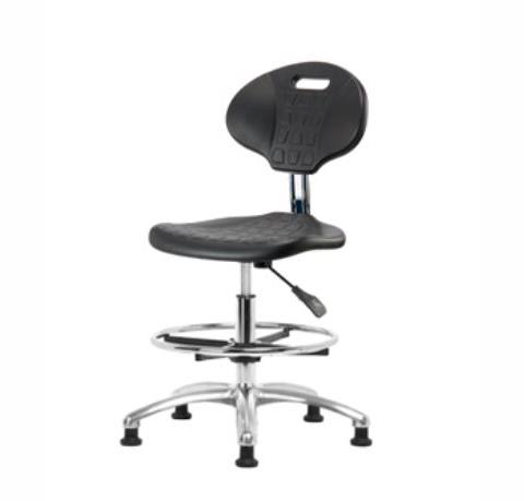 Eo2 Concepts Class 10 Cleanroom Erie PU Medium Bench-Height Chairs CLR-TPMBCH-CR-A0-CF-RG-BLK - 1.0 Each
