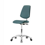 Eo2 Concepts w / Class 10 Cleanroom Vinyl Medium Bench-Height Chair with Medium Back, Adjustable Height, 22" x 29" H, No Armrests, No Foot Ring, Casters, Colonial Blue - CLR-VMBCH-MB-CR-NF-CC-8546 - 1 Each