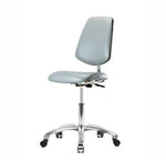 Eo2 Concepts w / Class 10 Cleanroom Vinyl Medium Bench-Height Chair with Medium Back, Adjustable Height, 22" x 29" H, No Armrests, No Foot Ring, Casters, Dove - EORVCNFCC8567