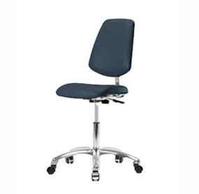 Eo2 Concepts Class 10 Cleanroom Vinyl Medium Bench-Height Chair w / Medium Back CLR-VMBCH-MB-CR-NF-CC-8582 - 1.0 Each
