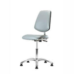 Eo2 Concepts w / Class 10 Cleanroom Vinyl Medium Bench-Height Chair with Medium Back, Adjustable Height, 22" x 29" H, No Armrests, No Foot Ring, Glides, Dove - CLR-VMBCH-MB-CR-NF-RG-8567 - 1 Each