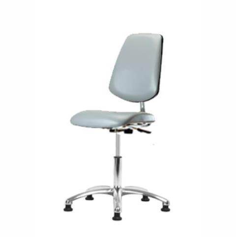 Eo2 Concepts w / Class 10 Cleanroom Vinyl Medium Bench-Height Chair with Medium Back, Adjustable Height, 22" x 29" H, No Armrests, No Foot Ring, Glides, Dove - CLR-VMBCH-MB-CR-NF-RG-8567 - 1 Each