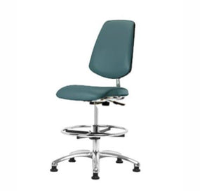 Eo2 Concepts Class 10 Cleanroom Vinyl Medium Bench-Height Chair w / Medium Back CLR-VMBCH-MB-CR-CF-RG-8546 - 1.0 Each