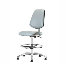 Eo2 Concepts Class 10 Cleanroom Vinyl Medium Bench-Height Chair w / Medium Back CLR-VMBCH-MB-CR-CF-RG-8567 - 1.0 Each