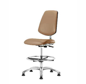Eo2 Concepts Class 10 Cleanroom Vinyl Medium Bench-Height Chair w / Medium Back CLR-VMBCH-MB-CR-CF-RG-8584 - 1.0 Each