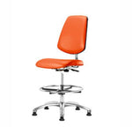 Eo2 Concepts w / Class 10 Cleanroom Vinyl Medium Bench-Height Chair with Medium Back, Adjustable Height, 22" x 29" H, No Armrests, Chrome Foot Ring, Glides, Orange Kist - EORVMBMBG8613