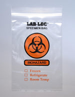 Elkay Plastics Co Reclosable Specimen Transfer Bag with Biohazard Symbol, 3-Wall, Clear, 2 mil Thick, 8" x 8" - LAB20808 - 1000 Each