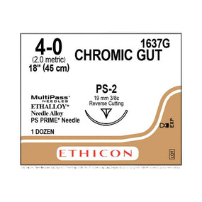 ETHICON Precision Point Chromic Gut Absorbable Suture 1637G 12 Each - MDL-ETH1637G