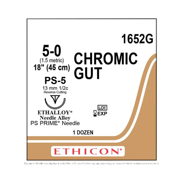 ETHICON Precision Point Chromic Gut Absorbable Suture 1652G 12 Each - MDL-ETH1652G