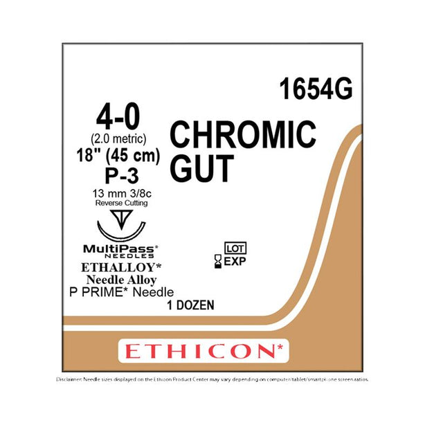 ETHICON Precision Point Chromic Gut Absorbable Suture 1654G 1 Each - MDL-ETH1654GH