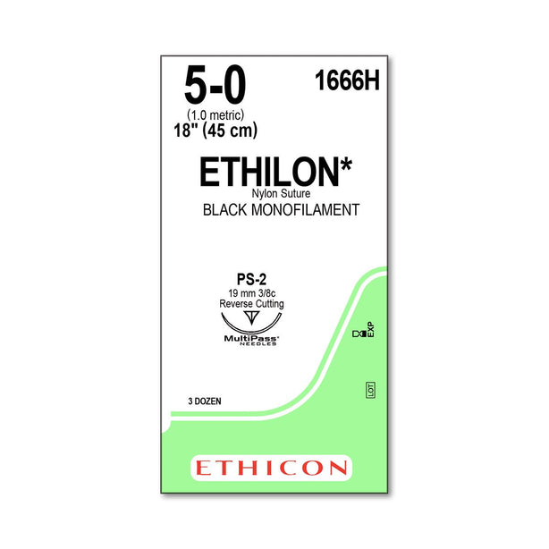 ETHICON Precision Point Nonabsorbable Nylon Monofilament Sutures 1666H 36 Each - MDL-ETH1666H