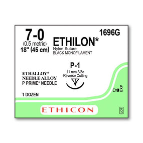 ETHICON Precision Point Nonabsorbable Nylon Monofilament Sutures 1696G 12 Each - MDL-ETH1696G