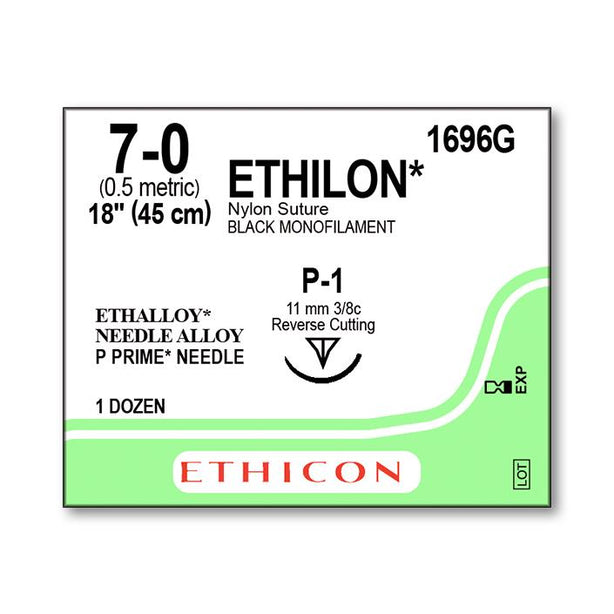 ETHICON Precision Point Nonabsorbable Nylon Monofilament Sutures 1696G 12 Each - MDL-ETH1696G