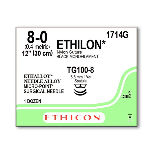 Ethicon Micropoint Spatula Ethilon Nonabsorbable Sutures 1714G - 12.0 Each