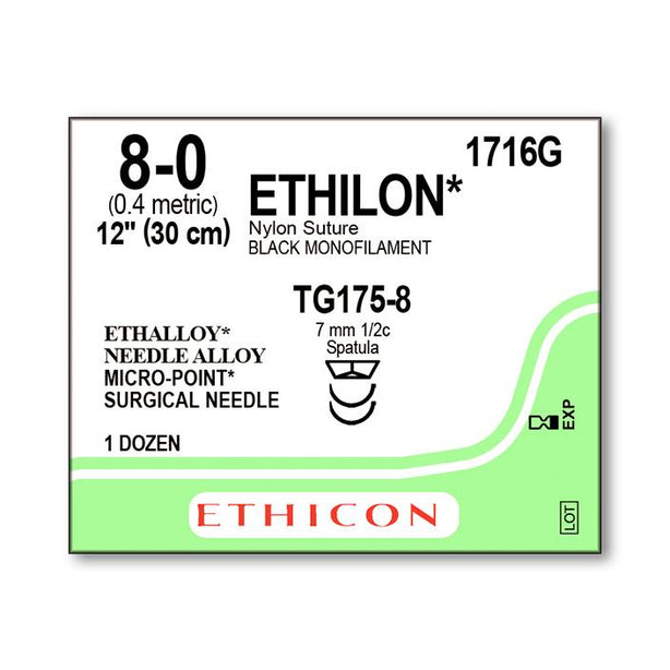Ethicon Micropoint Spatula Ethilon Nonabsorbable Sutures 1716G - 12.0 Each