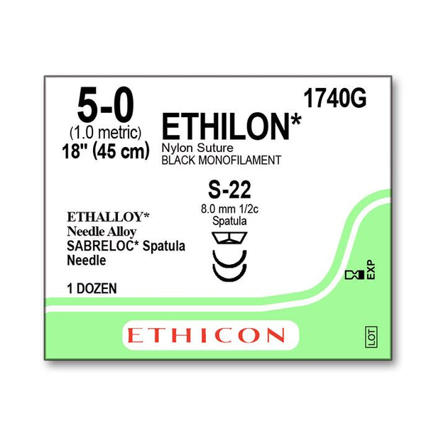 ETHICON Ethilon Nylon Suture 1740G 12 Each - MDL-ETH1740G