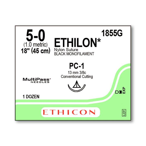 Ethicon Ethilon Nylon Monofilament Sutures 1855G - 12.0 Each - MDL-ETH1855G