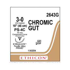ETHICON Precision Point Chromic Gut Absorbable Suture 2643G 12 Each - MDL-ETH2643G