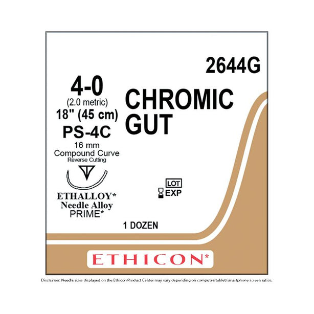 ETHICON Precision Point Chromic Gut Absorbable Suture 2644G 12 Each - MDL-ETH2644G