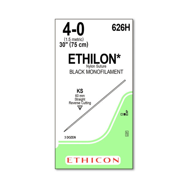 ETHICON Straight-Cutting Ethilon Nonabsorbable Sutures 626H 36 Each - MDL-ETH626H