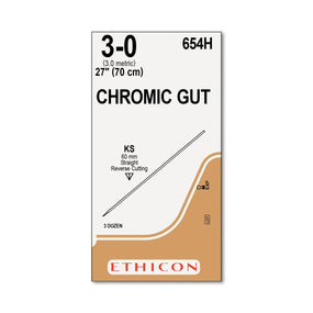 Ethicon Straight Cutting Chromic Gut Absorbable Sutures 654H - 36.0 Each - MDL-ETH654H