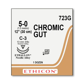 Ethicon Reverse-Cutting Chromic Gut Absorbable Sutures 723G - 12.0 Each