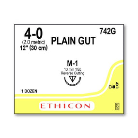 ETHICON Plain Absorbable Surgical Gut Sutures 742G 12 Each-MDL-ETH742G