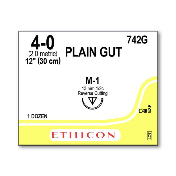 ETHICON Plain Absorbable Surgical Gut Sutures 742G 12 Each-MDL-ETH742G