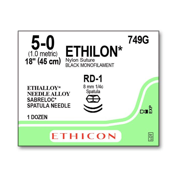 ETHICON Ethilon Nylon Suture 749G 12 Each - MDL-ETH749G