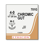 Ethicon Reverse-Cutting Chromic Gut Absorbable Sutures 751G - 12.0 Each