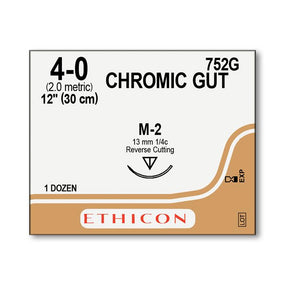 Ethicon Reverse-Cutting Chromic Gut Absorbable Sutures 752G - 12.0 Each