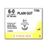 ETHICON Micropoint Reverse Cutting Plain Gut Sutures 770G 12 Each - MDL-ETH770G