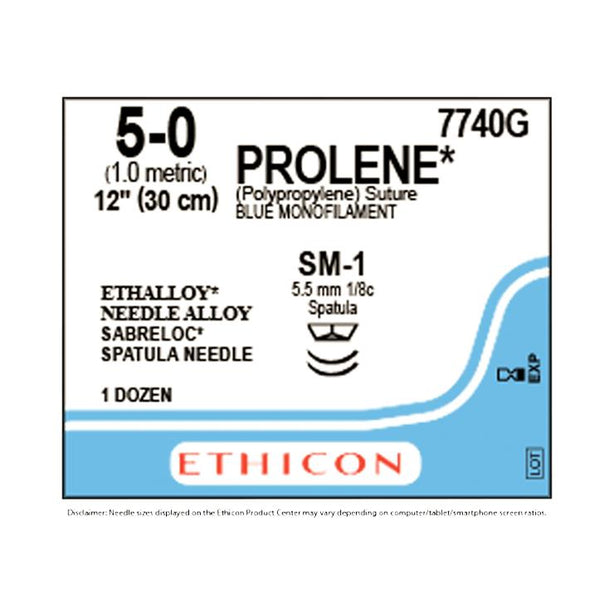 Ethicon Prolene Polypropylene Suture 7740G - 12.0 Each