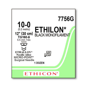 Ethicon Micropoint Spatula Ethilon Nonabsorbable Sutures 7756G - 12.0 Each