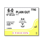 ETHICON Micropoint Reverse Cutting Plain Gut Sutures 775G 12 Each - MDL-ETH775G