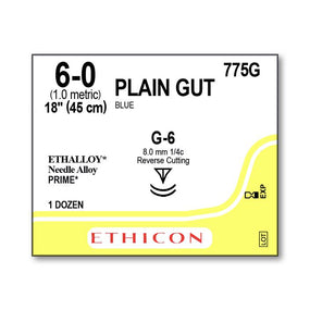 ETHICON Micropoint Reverse Cutting Plain Gut Sutures 775G 12 Each - MDL-ETH775G