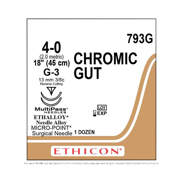 ETHICON Ethicon Chromic Gut Surgical Sutures 793G 12 Each - MDL-ETH793G