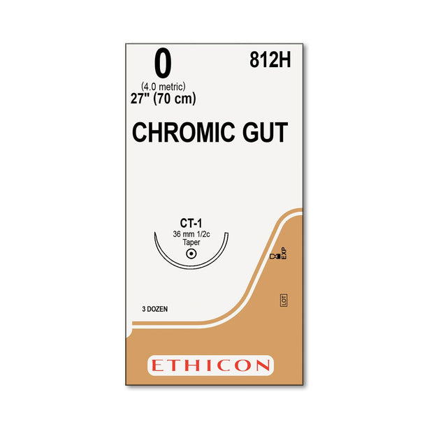 Ethicon Taper Point Chromic Gut Absorbable Suture 812H - 36.0 Each - MDL-ETH812H