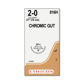 Ethicon Reverse-Cutting Chromic Gut Absorbable Sutures 816H - 36.0 Each