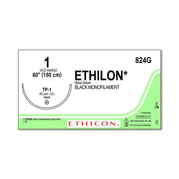 Ethicon Ethilon Taper Point Sutures 824G - 12.0 Each