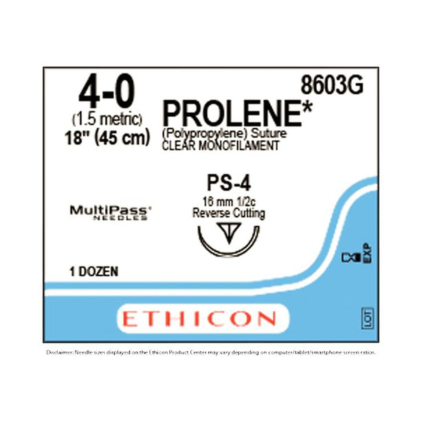 Ethicon Prolene Polypropylene Suture 8603G - 12.0 Each