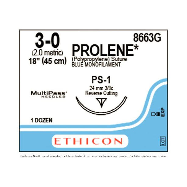 Ethicon Prolene Polypropylene Suture 8663G - 12.0 Each