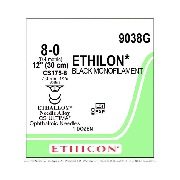 Ethicon Ultima Spatula Ethilon Sutures 9038G - 12.0 Each