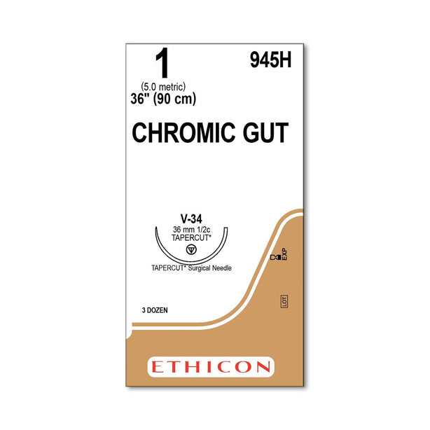 Ethicon TAPERCUT Chromic Gut Absorbable Sutures 945H - 36.0 Each - MDL-ETH945H