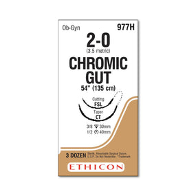 Ethicon Taper Point Reverse Cutting Chromic Gut Sutures 977H - 36.0 Each