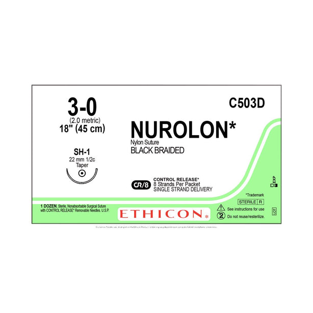 Ethicon Nurolon Nonabsorbable Sutures C503D - 12.0 Each - MDL-ETHC503D